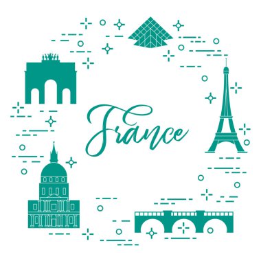 Paris'in ünlü binalar. Simgeler ve simge. Seyahat ve eğlence.