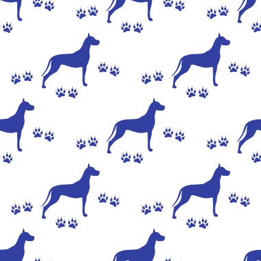 Köpek ve köpek ile Seamless modeli izler. Hayvan desen.