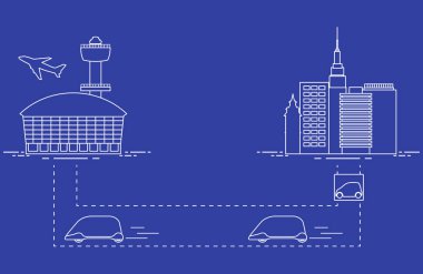 Yüksek hızlı ulaşım Havaalanı şehirden gelen yolcu. Bilimsel ve teknik ilerleme. Yeni teknoloji.