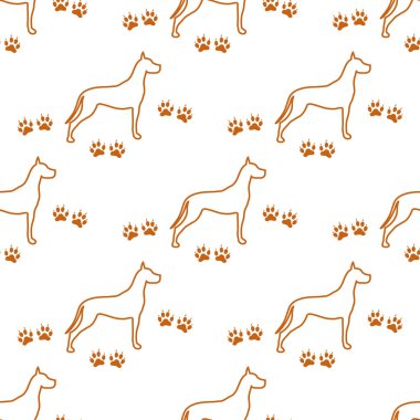 Köpek ve köpek ile Seamless modeli izler. Hayvan desen.