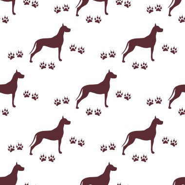 Köpek ve köpek ile Seamless modeli izler. Hayvan desen.