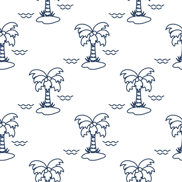 Palmiye ağaçları, hindistancevizi ve dalgalar ile Seamless modeli. Tasarım kartpostal, davet, afiş için.
