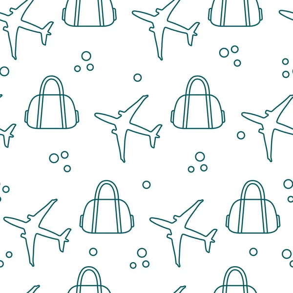 Uçaklar ve çantaları ile Seamless modeli. Tasarım poster ya da baskı için.