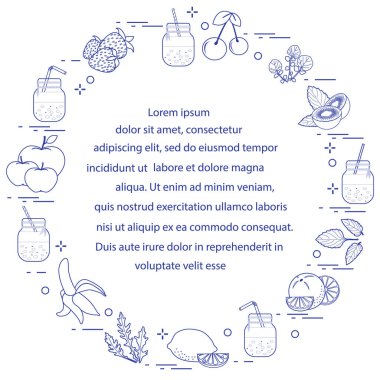 Smoothies ve güler yüzlü yapmak için malzemeler ile jar. Sağlıklı beslenme alışkanlıkları. Kolay pişirme işlemi.