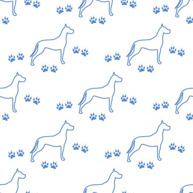 Köpek ve köpek ile Seamless modeli izler. Hayvan desen.