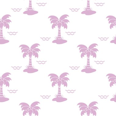 Palmiye ağaçları, hindistancevizi ve dalgalar ile Seamless modeli. Tasarım kartpostal, davet, afiş için.