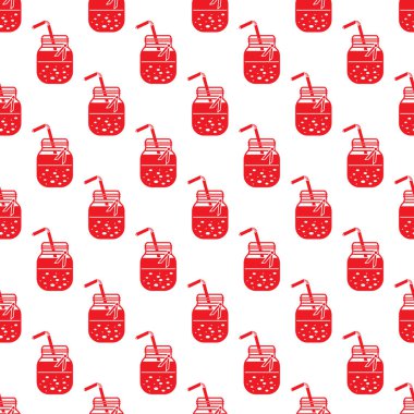 Güler yüzlü kavanoz ve tüpler ile Seamless modeli. Sağlıklı beslenme alışkanlıkları. Kolay pişirme işlemi.