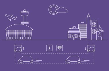 Yüksek hızlı ulaşım Havaalanı şehirden gelen yolcu. Bilimsel ve teknik ilerleme. Yeni teknoloji.