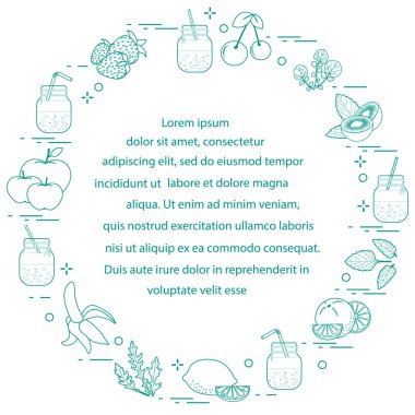 Smoothies ve güler yüzlü yapmak için malzemeler ile jar. Sağlıklı beslenme alışkanlıkları. Kolay pişirme işlemi.