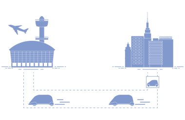 Yüksek hızlı ulaşım Havaalanı şehirden gelen yolcu. Bilimsel ve teknik ilerleme. Yeni teknoloji.