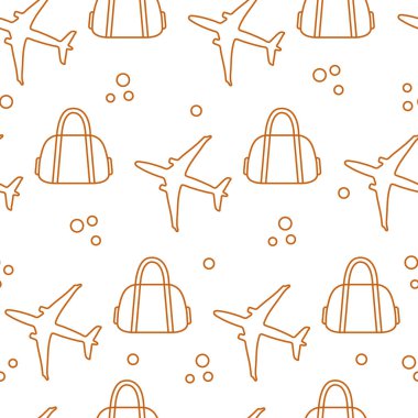 Uçaklar ve çantaları ile Seamless modeli. Tasarım poster ya da baskı için.