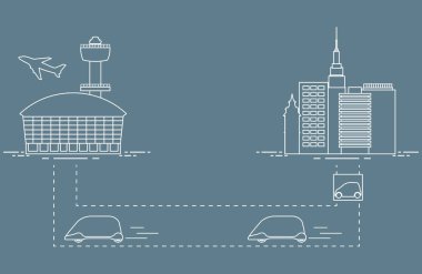 Yüksek hızlı ulaşım Havaalanı şehirden gelen yolcu. Bilimsel ve teknik ilerleme. Yeni teknoloji.