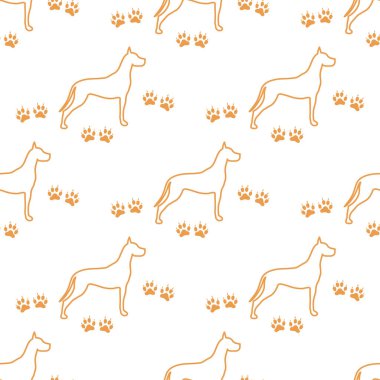 Köpek ve köpek ile Seamless modeli izler. Hayvan desen.