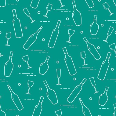 Dikişsiz desen şarap bardakları ve şarap şişeleri. Şarap yapma. Tatmak. Sommelier.