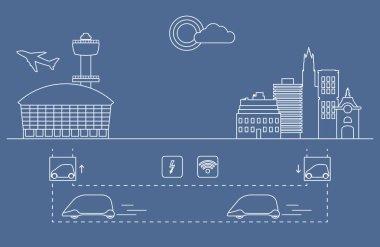 Yüksek hızlı ulaşım Havaalanı şehirden gelen yolcu. Bilimsel ve teknik ilerleme. Yeni teknoloji.