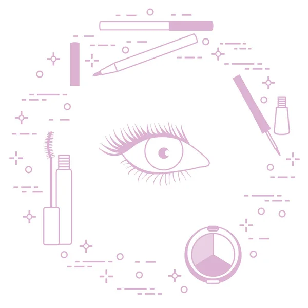 Eye Makeup Decorative Cosmetics Glamour Fashion Vogue Style — Stock Vector