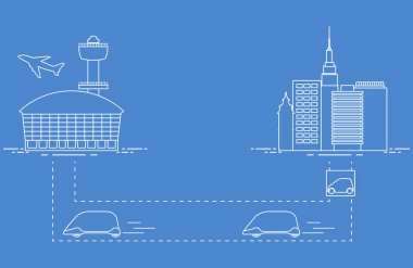 Yüksek hızlı ulaşım Havaalanı şehirden gelen yolcu. Bilimsel ve teknik ilerleme. Yeni teknoloji.