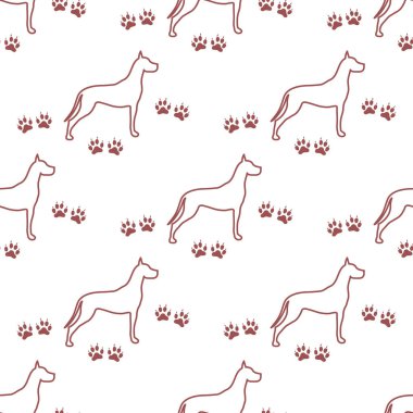 Köpek ve köpek ile Seamless modeli izler. Hayvan desen.