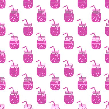 Güler yüzlü kavanoz ve tüpler ile Seamless modeli. Sağlıklı beslenme alışkanlıkları. Kolay pişirme işlemi.