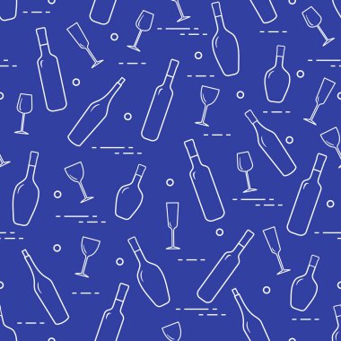 Dikişsiz desen şarap bardakları ve şarap şişeleri. Şarap yapma. Tatmak. Sommelier.