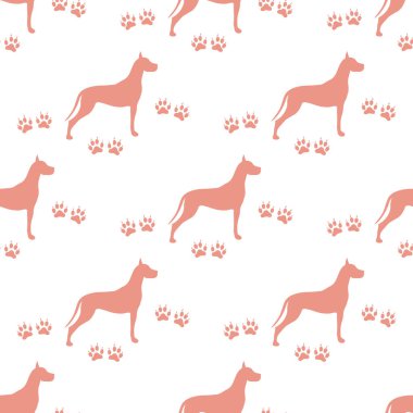 Köpek ve köpek ile Seamless modeli izler. Hayvan desen.