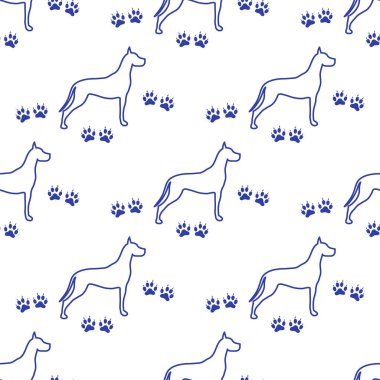 Köpek ve köpek ile Seamless modeli izler. Hayvan desen.