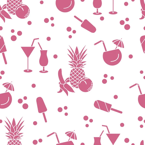 Kokteyller, dondurma, ananas, portakal, muz ile Seamless modeli. Yaz dinlenme kavramı.