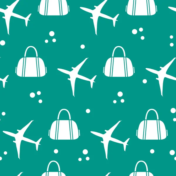 Uçaklar ve çantaları ile Seamless modeli. Tasarım poster ya da baskı için.