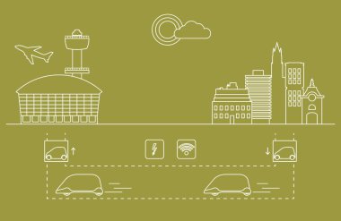 Yüksek hızlı ulaşım Havaalanı şehirden gelen yolcu. Bilimsel ve teknik ilerleme. Yeni teknoloji.