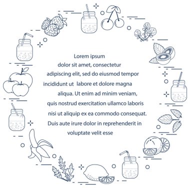 Smoothies ve güler yüzlü yapmak için malzemeler ile jar. Sağlıklı beslenme alışkanlıkları. Kolay pişirme işlemi.