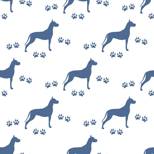 Seamless pattern with dog and dog tracks. Animal pattern.