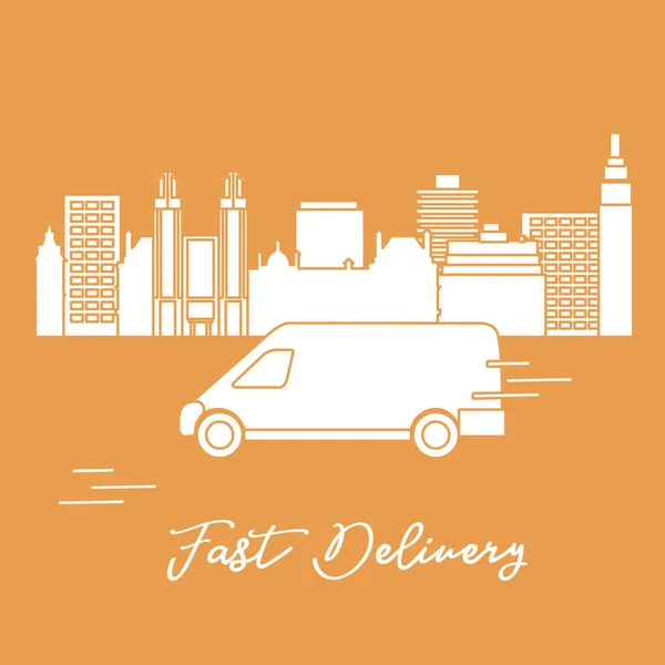 Delivery by car in the city. Fast and convenient shipping. Free delivery.
