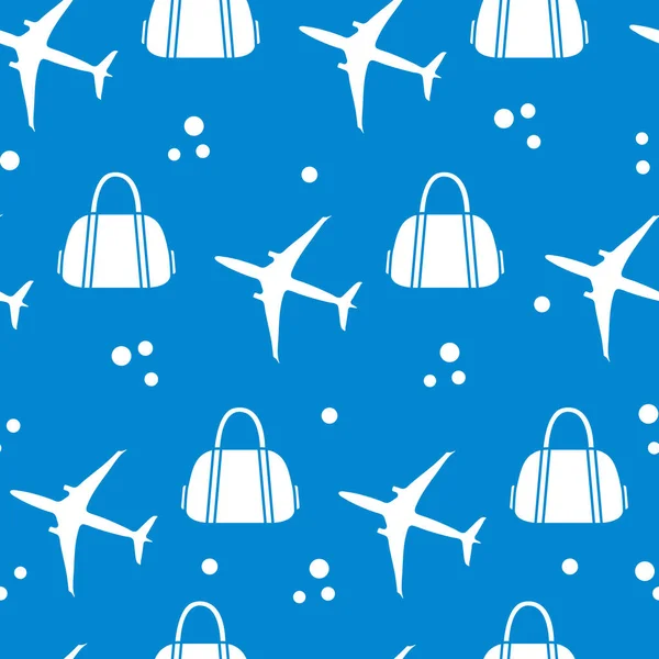Uçaklar ve çantaları ile Seamless modeli. Tasarım poster ya da baskı için.