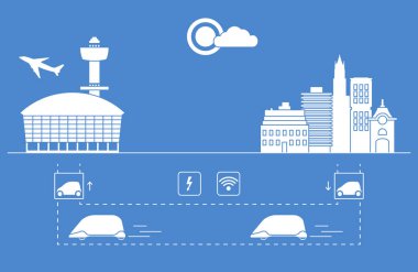 Yüksek hızlı ulaşım Havaalanı şehirden gelen yolcu. Bilimsel ve teknik ilerleme. Yeni teknoloji.