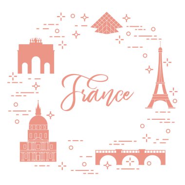 Paris'in ünlü binalar. Simgeler ve simge. Seyahat ve eğlence.