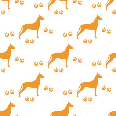 Köpek ve köpek ile Seamless modeli izler. Hayvan desen.