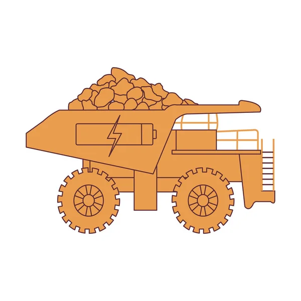 Dumper Elettrico Con Minerale Batteria Simbolo Carica Nuove Tecnologie Ecologiche — Vettoriale Stock