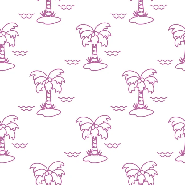 Palmiye ağaçları, hindistancevizi ve dalgalar ile Seamless modeli. Tasarım kartpostal, davet, afiş için.
