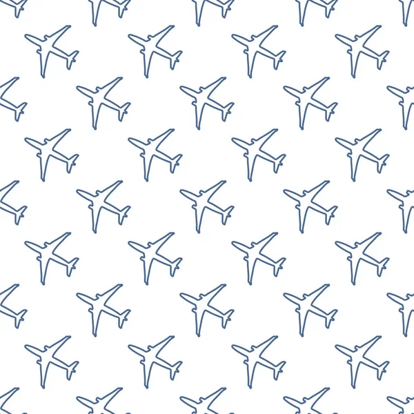 Nahtloses Muster Mit Flugzeugen Design Für Poster Oder Druck — Stockvektor