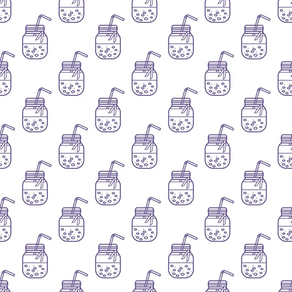 Güler yüzlü kavanoz ve tüpler ile Seamless modeli. Sağlıklı beslenme alışkanlıkları. Kolay pişirme işlemi.