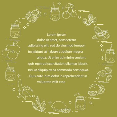 Smoothies ve güler yüzlü yapmak için malzemeler ile jar. Sağlıklı beslenme alışkanlıkları. Kolay pişirme işlemi.