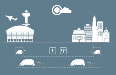 Yüksek hızlı ulaşım Havaalanı şehirden gelen yolcu. Bilimsel ve teknik ilerleme. Yeni teknoloji.