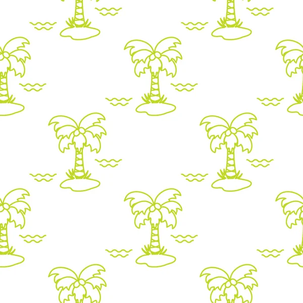 Palmiye ağaçları, hindistancevizi ve dalgalar ile Seamless modeli. Tasarım kartpostal, davet, afiş için.