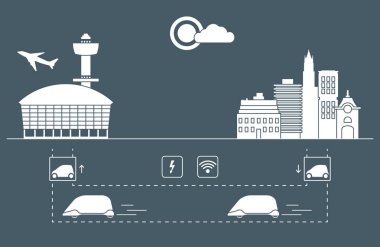 Yüksek hızlı ulaşım Havaalanı şehirden gelen yolcu. Bilimsel ve teknik ilerleme. Yeni teknoloji.