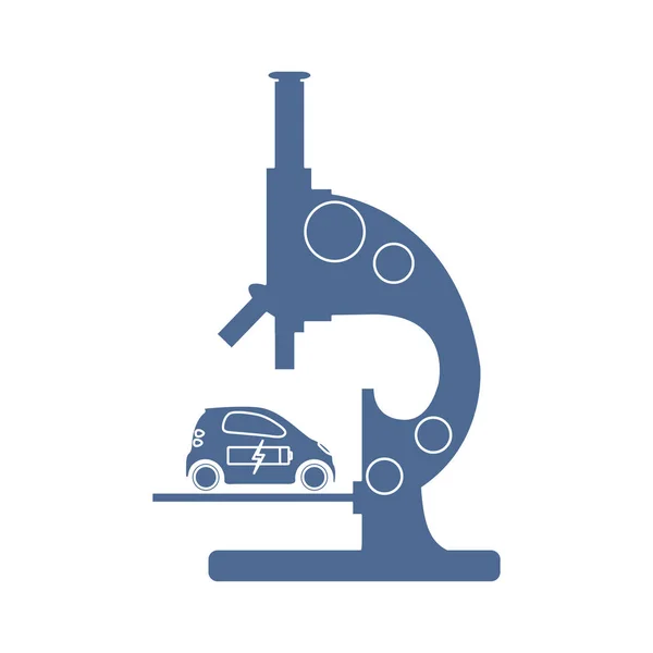 Microscope Voiture Électrique Recharger Batterie Voiture Nouvelles Écotechnologies Des Transports — Image vectorielle