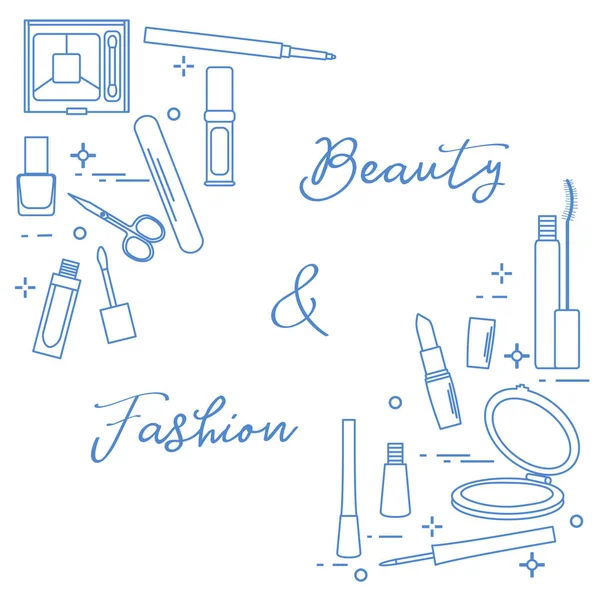 Cosmética Decorativa Accesorios Para Cuidado Uñas Estilo Moda Moda Glamour — Vector de stock