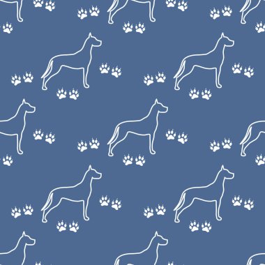 Köpek ve köpek ile Seamless modeli izler. Hayvan desen.