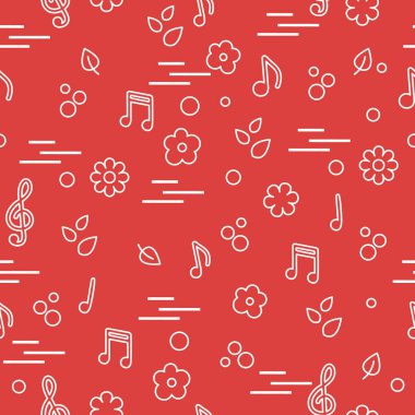 Dikişsiz desen notlar, çiçekler, yapraklar. Şablon tasarım, kumaş, yazdırma.