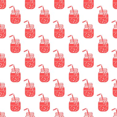 Güler yüzlü kavanoz ve tüpler ile Seamless modeli. Sağlıklı beslenme alışkanlıkları. Kolay pişirme işlemi.