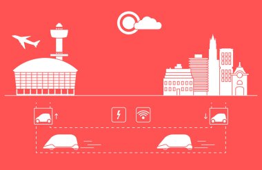 Yüksek hızlı ulaşım Havaalanı şehirden gelen yolcu. Bilimsel ve teknik ilerleme. Yeni teknoloji.